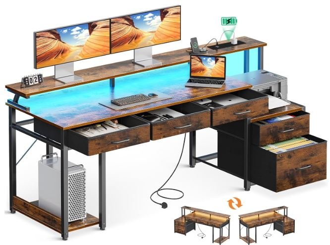 coleshome desk for 2 monitors and a laptop