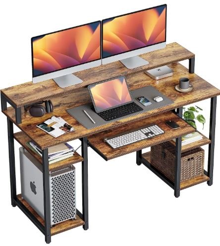 cubicubi desk with keyboard tray and storage