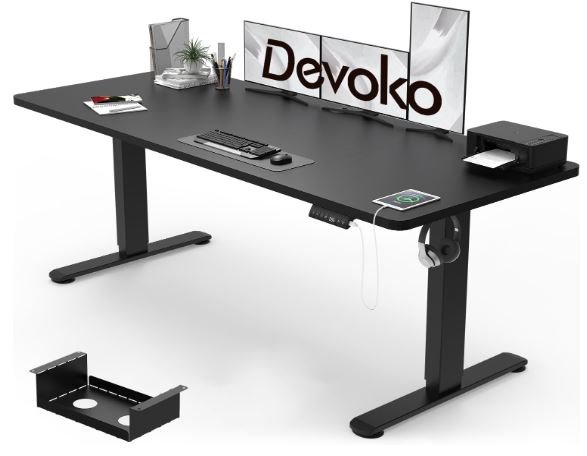 devoko large computer desk for 3 monitors