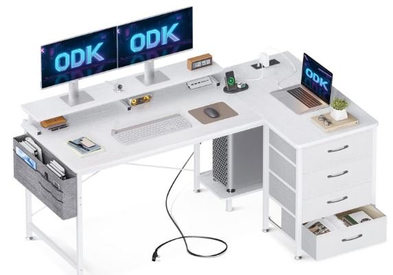 odk computer desk for two monitors and printer