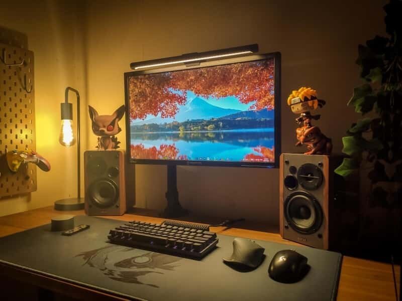 cozy and warm battlestation setup