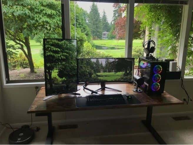 gaming setup in natural light