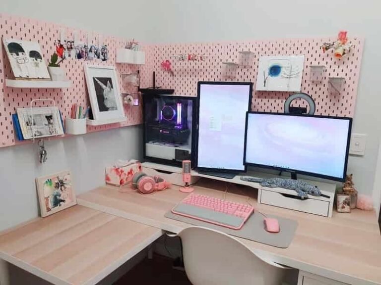 gaming setup with pegboards storage 768x576