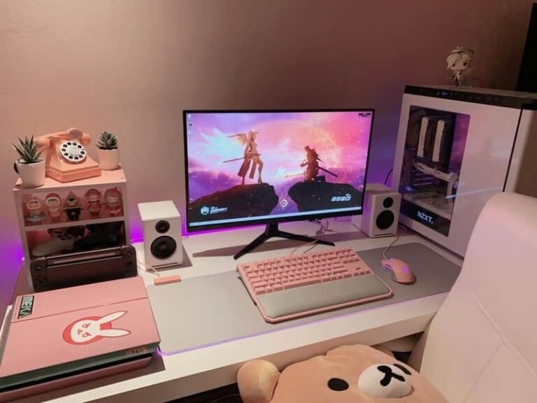 pink and white cute gamer girl desk 768x576