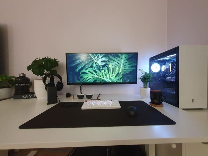 plants themed white battlestation